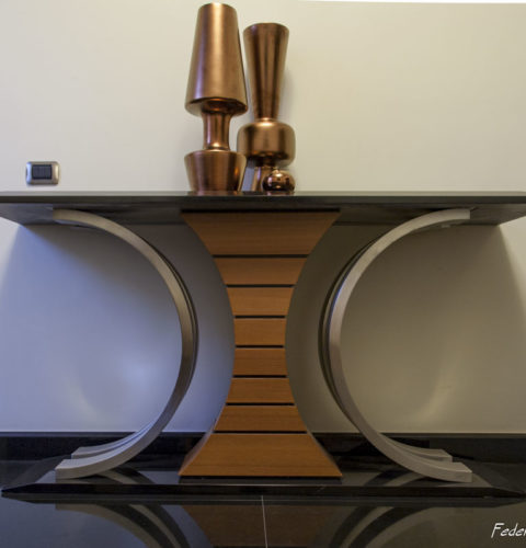 0 Consolle C teak e marmo nero-4