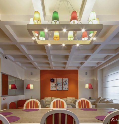 Lampadario Alice paralumi colorati-3